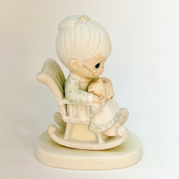 VTG Precious Moments Figurine Enesco Purr-fect Grandma With Cat 5”T 1979 Japan - Picture 4 of 12